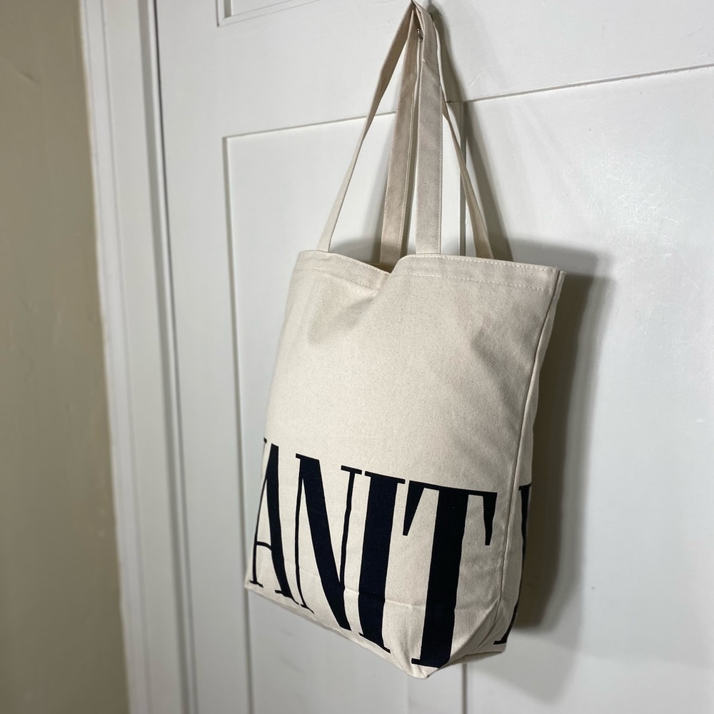 Vanity Fair Canvas Neutral Black Tote Bag Reusable Shopping Bag - Picture 2 of 11